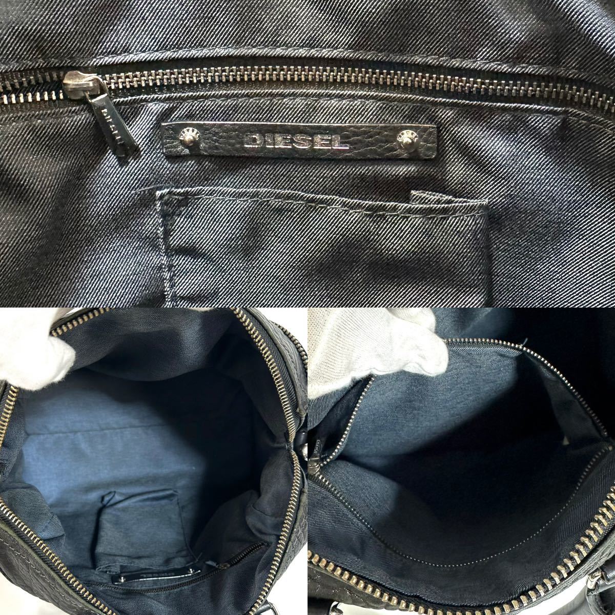 【美品】DIESEL ディーゼル レザー 2WAY ファスナー ショルダーバッグ ハンドバッグ LE-ZIPPER ジップ ジッパー ギャランティカード付き_画像10