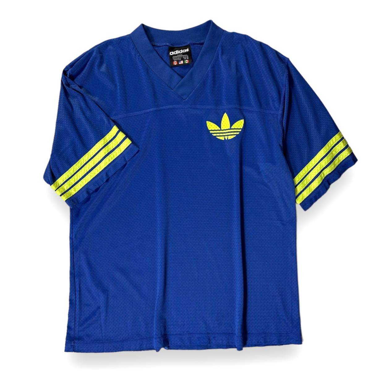 【希少品】Adidas アディダス オリジナル トレフォイルロゴ メッシュ 半袖 Tシャツ カットソー ヴィンテージ ブルー Mサイズ アメリカ製の画像2