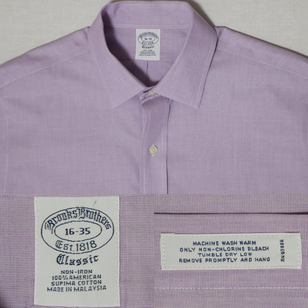 アメリカ購入品 美品 BROOKS BROTHERS CLASSIC ブルックスブラザーズ ダブルカフス レギュラーカラーシャツ ラベンダー 16-35 _画像9