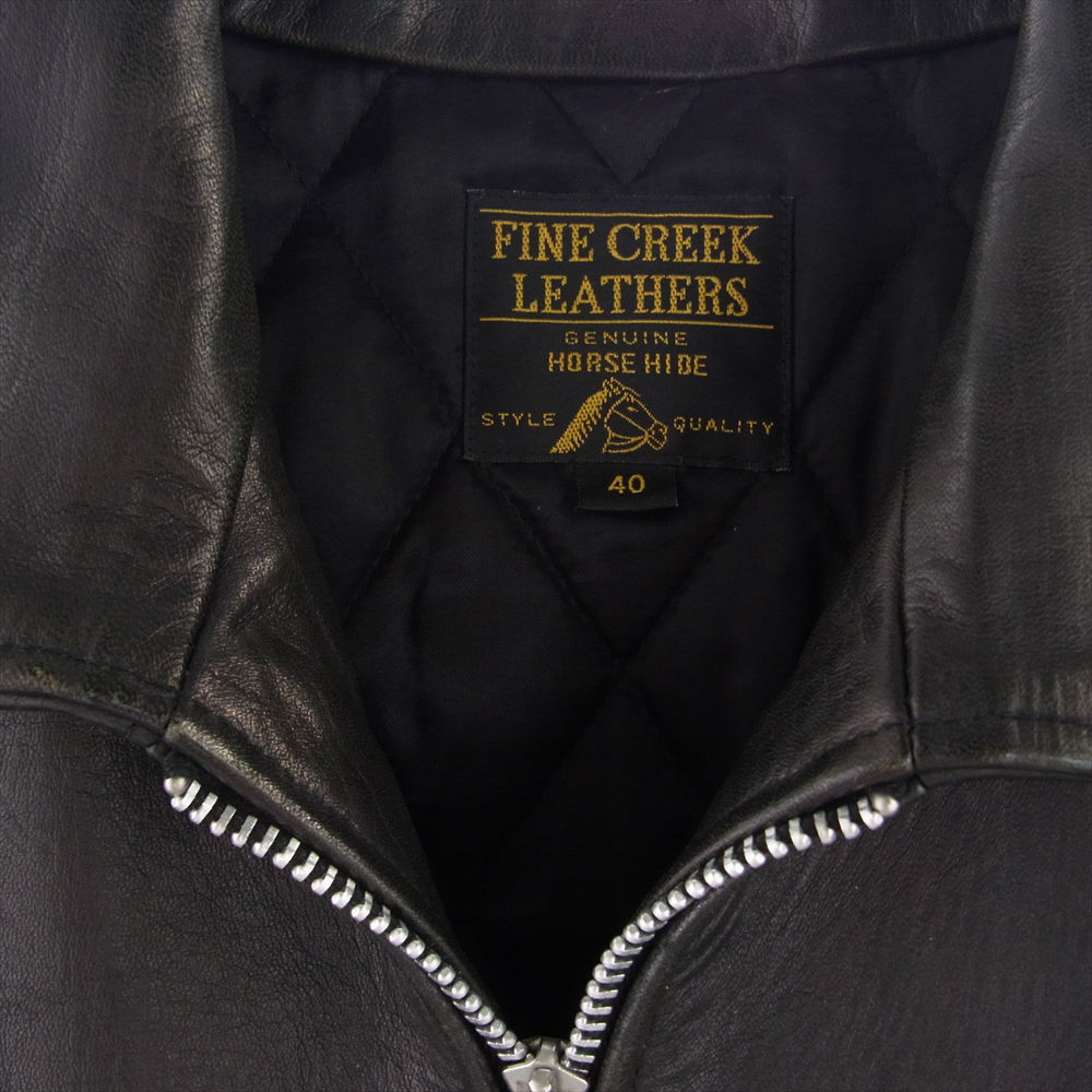 FINE CREEK LEATHERS ファインクリークレザー Eric エリック ホースハイド 襟付き シングル ライダース ジャケット ブラック系 40【中古】_画像3