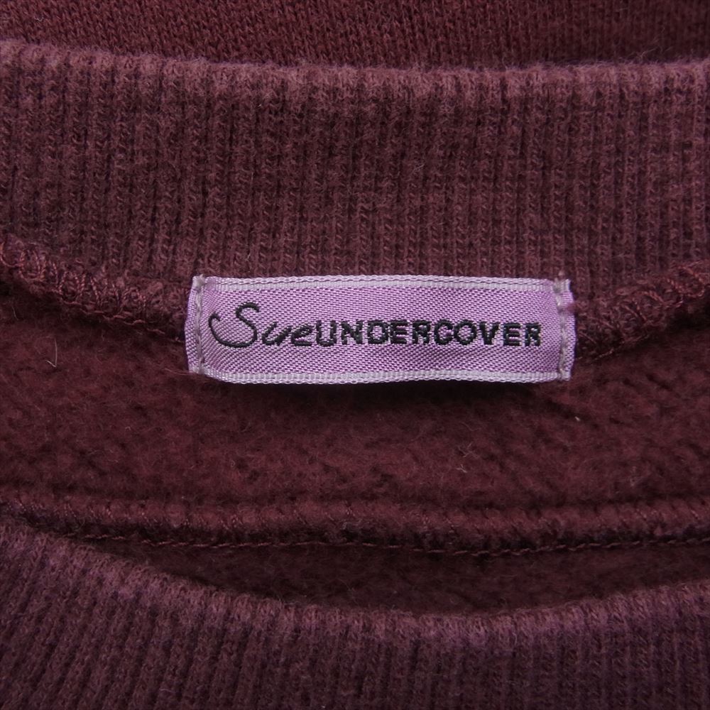 UNDERCOVER アンダーカバー SUN1801 Sue スー レイヤードクルーネック パイルパイピング スウェット エンジ系 2【中古】_画像4