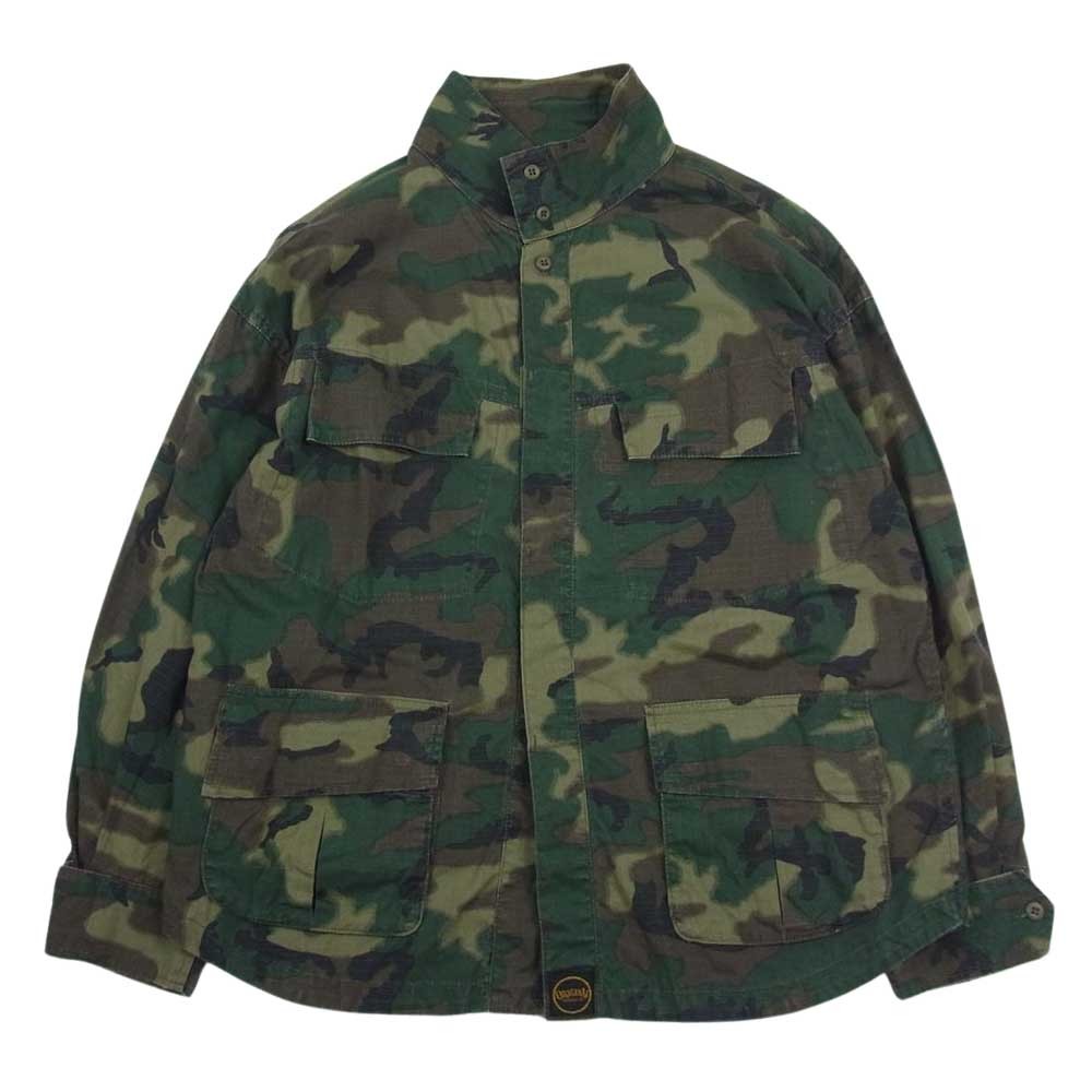 TENDERLOIN テンダーロイン 20SS MOCK BDU RIP STOP JKT CAMO モック リップストップ ジャケット カモ 迷彩 ロゴ刺繍 カーキ系 【中古】