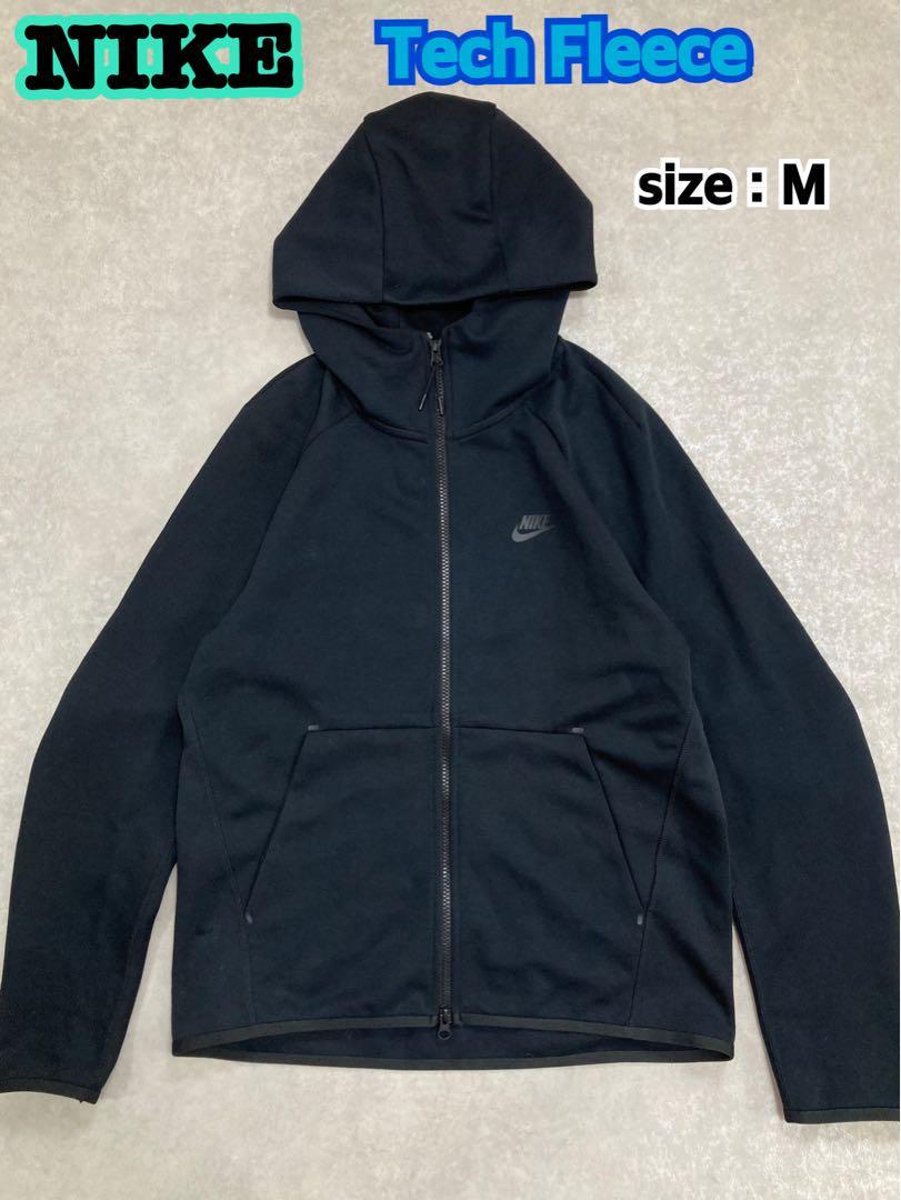 美品 ナイキ テックフリース フルジップ M ブラック UKドリルTECH