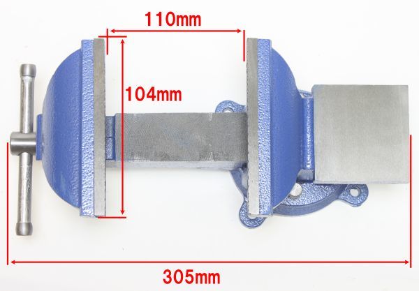 [送料無料 神奈川県から発送]展示処分品 回転式 リードバイス 大型 口幅 100mm 4.6kg バイス 万力 DIY パイプ 金属加工 工具 青_画像6