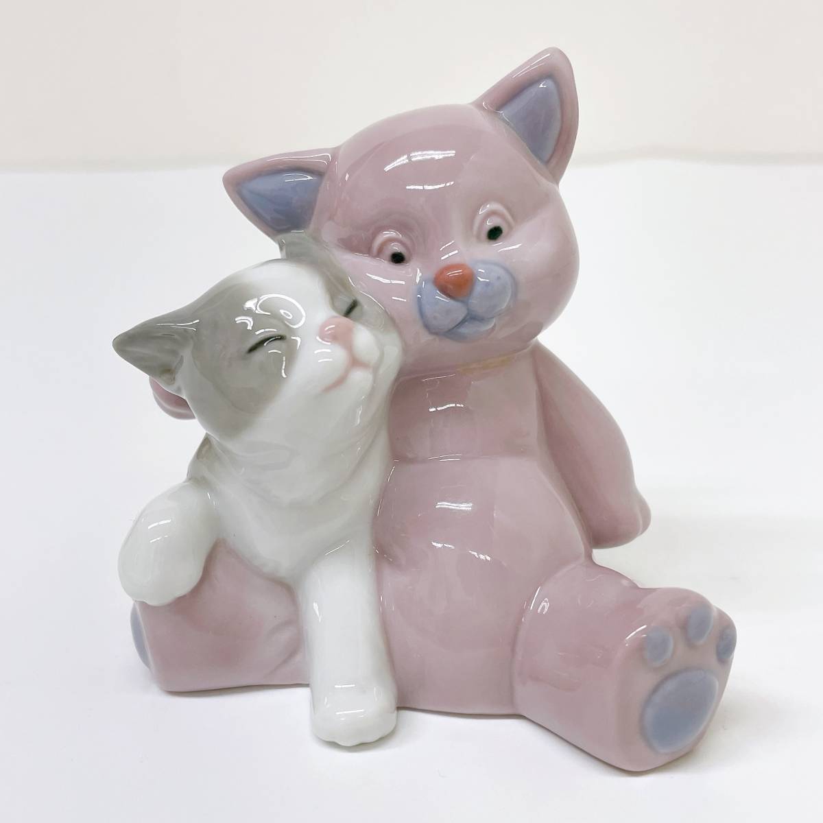 1401【LLADRO】リヤドロ NAO 猫 陶器 置物 ネコ ねこ LLADRO (Nao) MODEL OF TWO CATS 【状態良好】_画像1