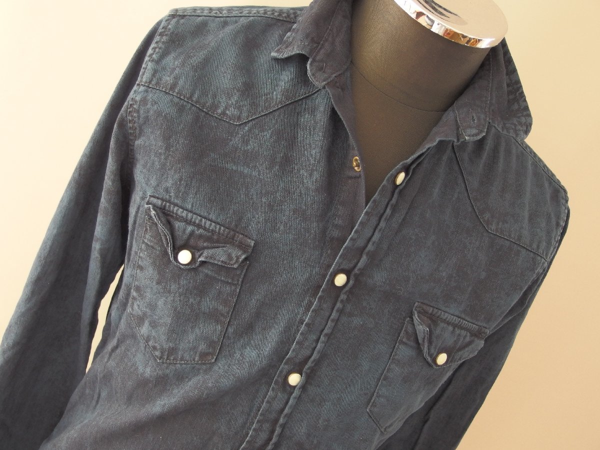 ザラマン DENIM COLLECTION★長袖シャツ★長袖スリムフィットシャツ★衿ショートポイントカラー★ムラ染め★S(USAサイズ)★ZARA MAN_画像9