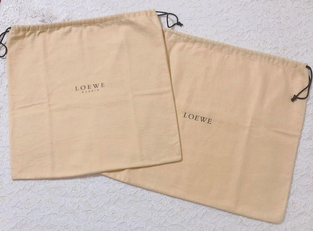 ロエベ「LOEWE」バッグ保存袋 2枚組 旧型 (3392) 正規品 付属品 内袋 布袋 巾着袋 布製 ベージュ の画像1