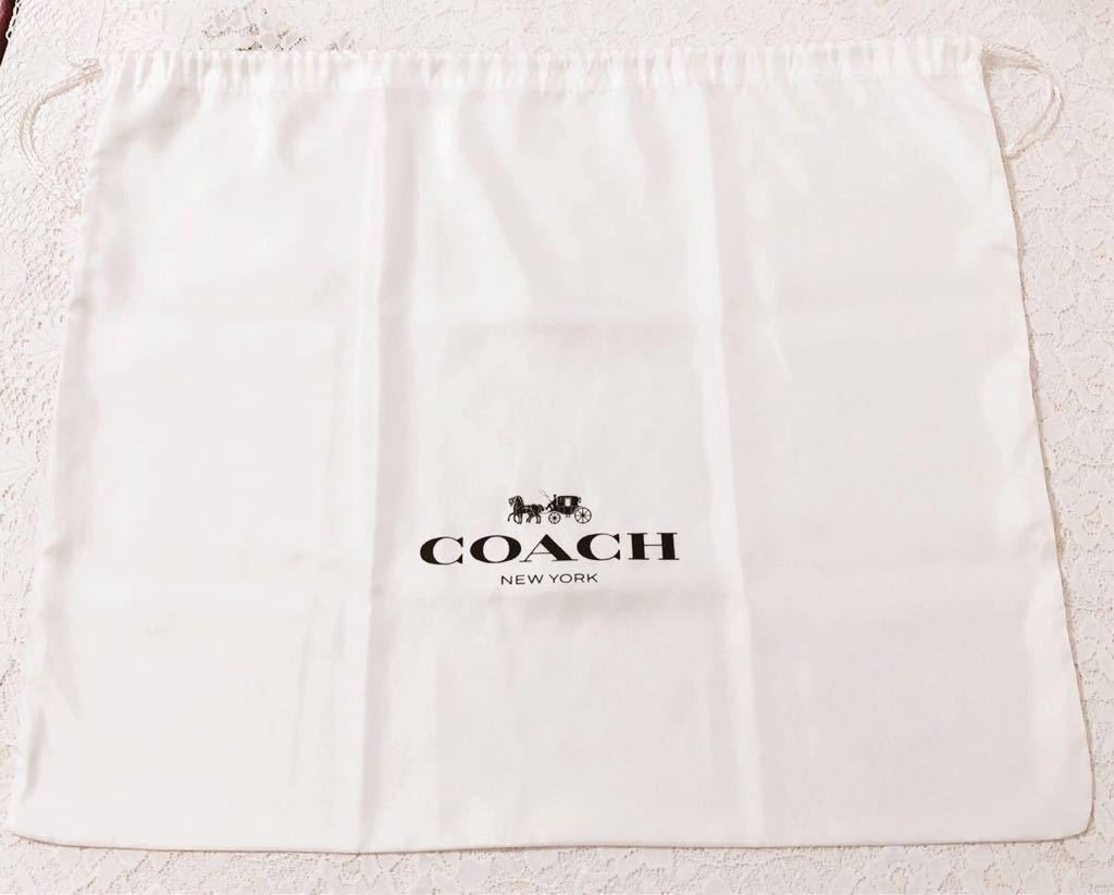 コーチ 「COACH」バッグ保存袋 旧型 (3690) 正規品 付属品 内袋 布袋 巾着袋 布製 ナイロン生地 ホワイト59×49cm 大きめ バッグ用_画像1