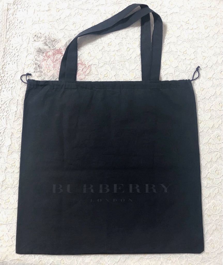 バーバリー「BURBERRY」バッグ保存袋 持ち手あり(3657) 正規品 付属品 内袋 布袋 巾着袋 布製 ネイビー 43×42cm 持ち手53cm 肩掛け可の画像4