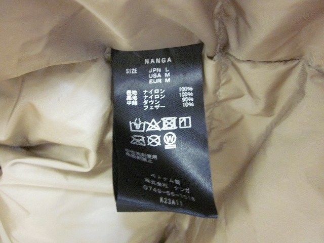 NANGA/ナンガ AURORA DOWN JACKET K23A11 オーロラ ダウン ジャケット メンズ サイズ : L アウター ベージュ系_画像7