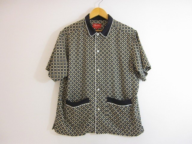 SUPREME / シュプリーム 20SS Satin PajamaShirt サテン パジャマシャツ 総柄 メンズ サイズ : S 黒ベース