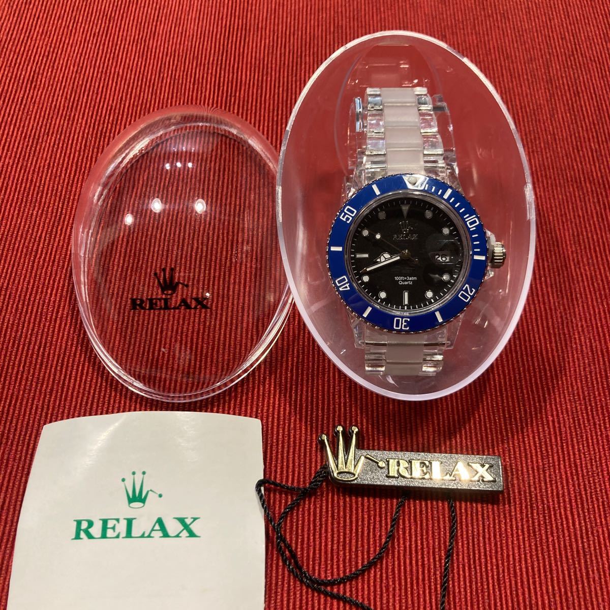 RELAX腕時計 王冠ロゴ 黒サブ リラックス _画像2