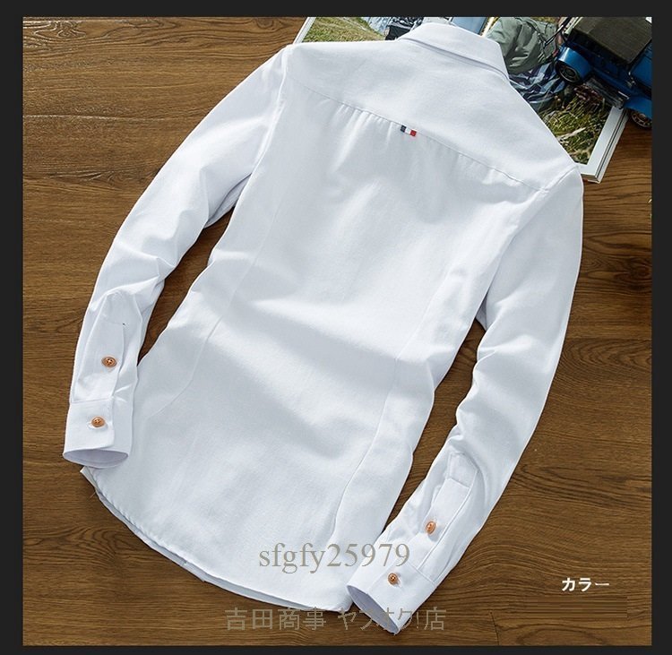 A9928☆新品秋 物 お色選択可 白シャツ メンズ シャツ 長袖 ビジネス ボタンダウンシャツ スリムシャツ 通勤 XLサイズ以上_画像6