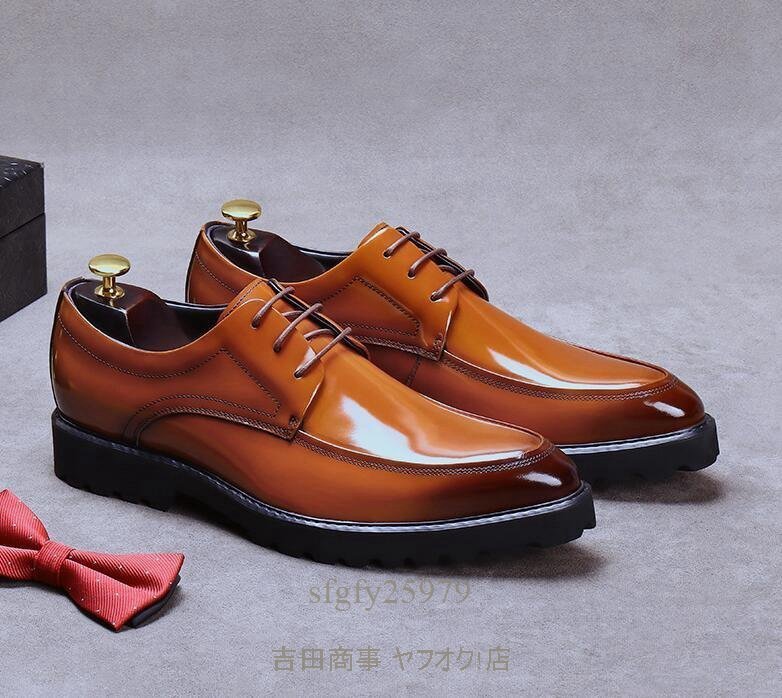 A6965新品最高級 ビジネスシューズ メンズ 本革 レザーシューズ 職人手作り 革靴 上質 フォーマル 紳士靴 大人気 ブラウン 26.5