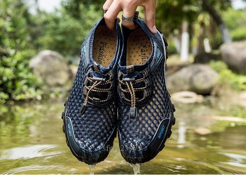 A7462 new goods water shoes men's sneakers water land both for aqua shoes marine shoes mesh fishing shoes black 24.5 ~28