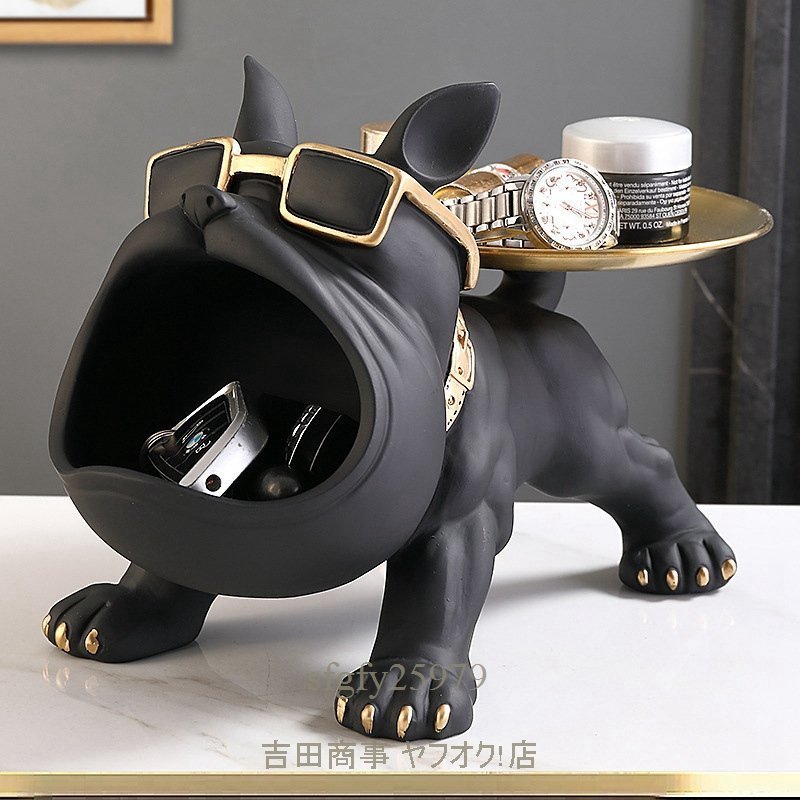 A6861新品家具 インテリア インテリア小物 置物 フレンチブルドッグ 犬 トレイ オブジェ 飾り ディスプレイ玄関鍵置きインテリアお色選択可_画像1