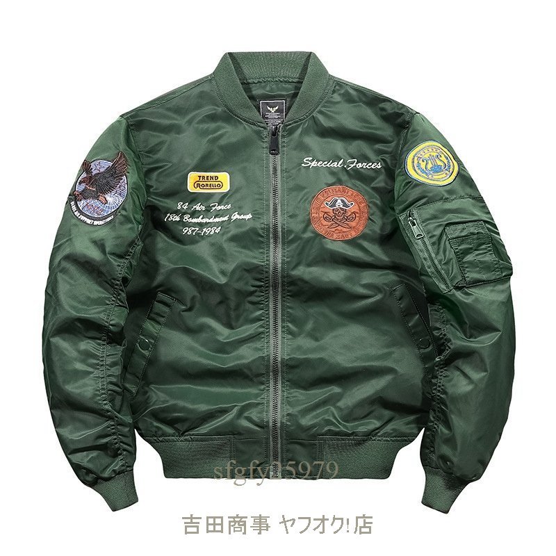 A6654新品 メンズフライトジャケット ミリタリージャケット ジップアップ ライダースジャケット ブルゾン ジャンパー M~4XL 黒_画像5