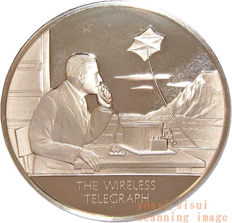 レア 希少品 美品 ドイツ造幣局製 人類の技術史 偉人 マルコーニ 無線通信機 電信 無線電話 発明 純銀製 銀製 メダル コイン 記章 章牌