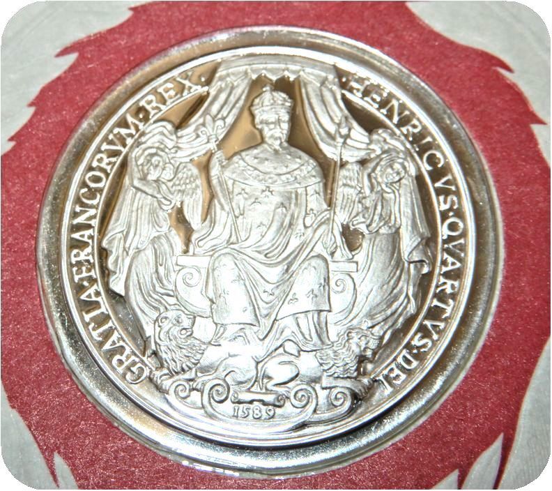 レア 限定品 1598年 フランス アンリ4世 ナント勅令 戴冠式 天使 ライオン 印章 純銀製 記念品 記章 メダル コイン レリーフ 紋章 家紋
