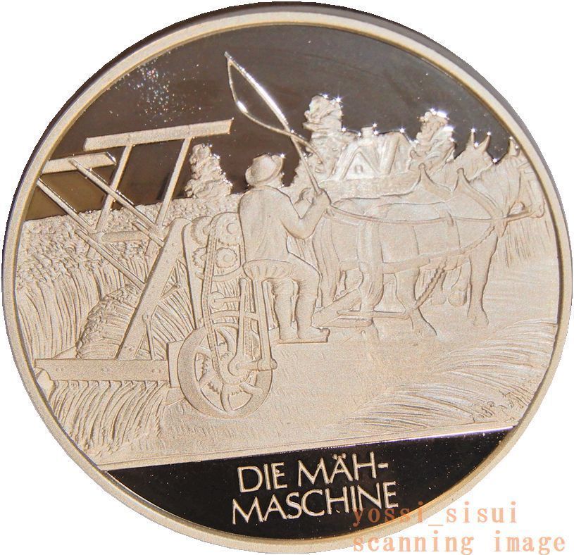 レア 希少品 美品 ドイツ造幣局製 人類の技術史 偉人 作物の栽培 農業 収穫機械 発明 純銀製 銀製 メダル コイン 記章 章牌 スーベニア
