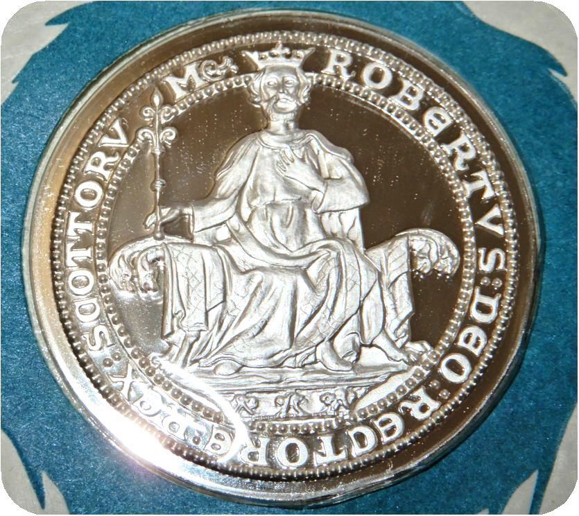 レア 限定品 1328年 スコットランド ノーサンプトン条約 ロバート1世 印章 純銀製 記念品 記章 メダル コイン レリーフ 紋章 家紋