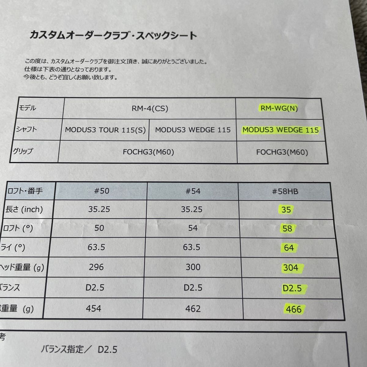 フォーティン　限定　ＲＭ-W Ｈ　モーダス115 カスタムオーダークラブ_画像9