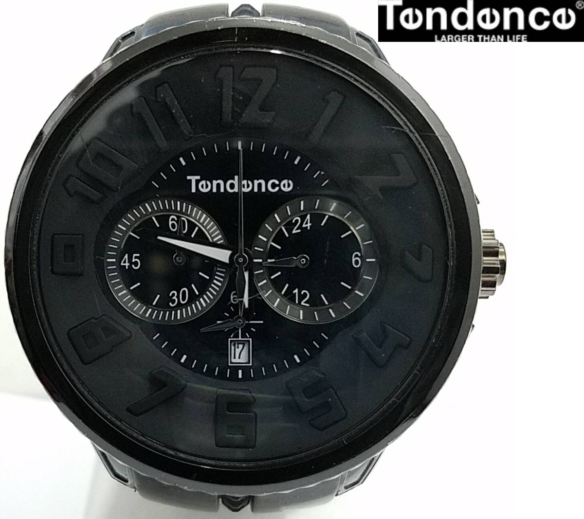  postage 520 jpy ~TENDENCE Chrono 50mm Gulliver black 02036010AA Date calendar waterproof silicon belt GULLIVER chronograph wristwatch Tendence O04T black 