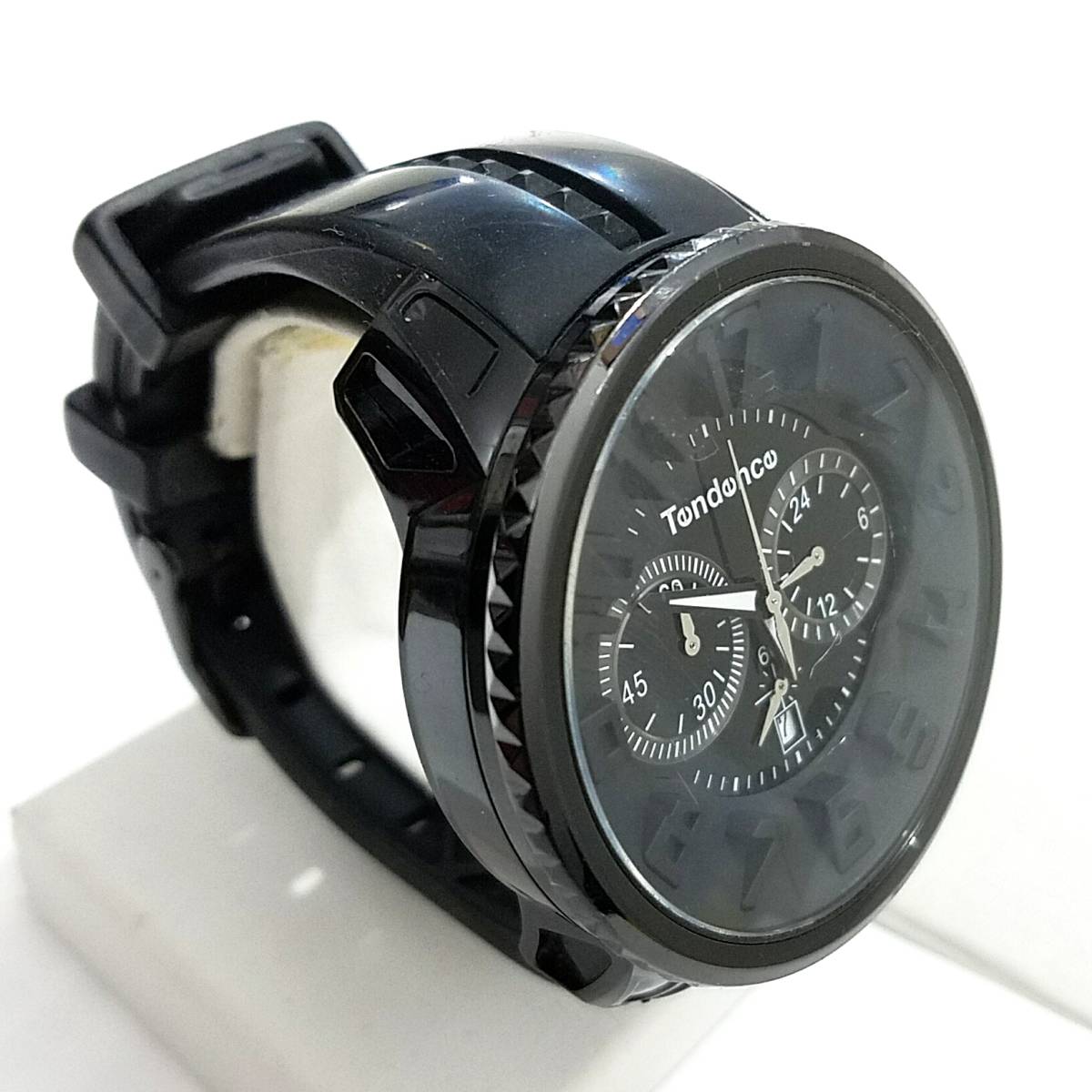  postage 520 jpy ~TENDENCE Chrono 50mm Gulliver black 02036010AA Date calendar waterproof silicon belt GULLIVER chronograph wristwatch Tendence O04T black 