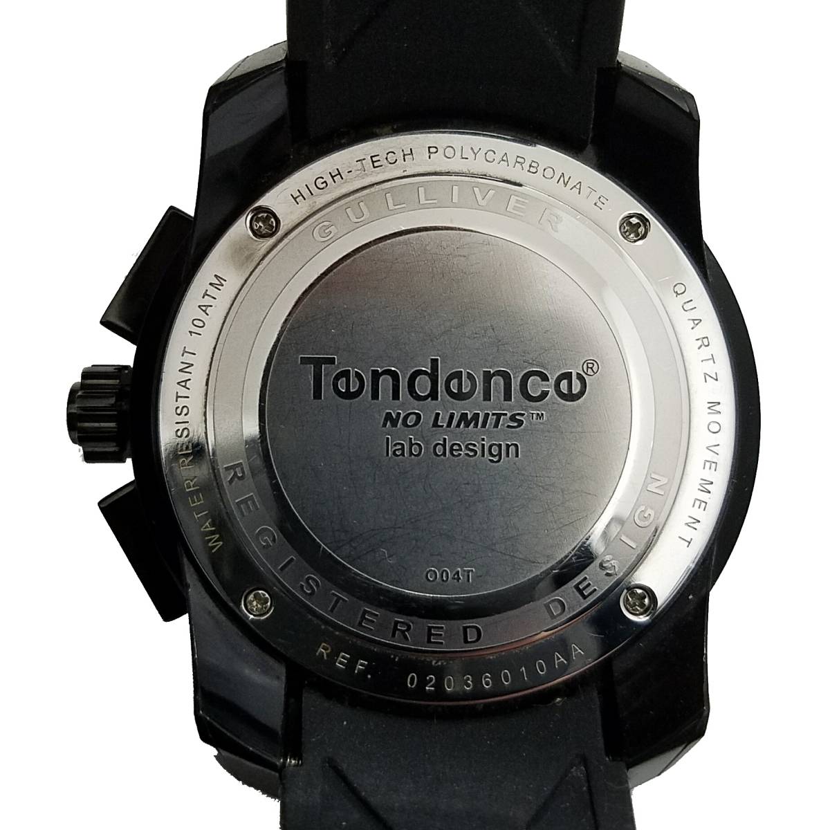  postage 520 jpy ~TENDENCE Chrono 50mm Gulliver black 02036010AA Date calendar waterproof silicon belt GULLIVER chronograph wristwatch Tendence O04T black 