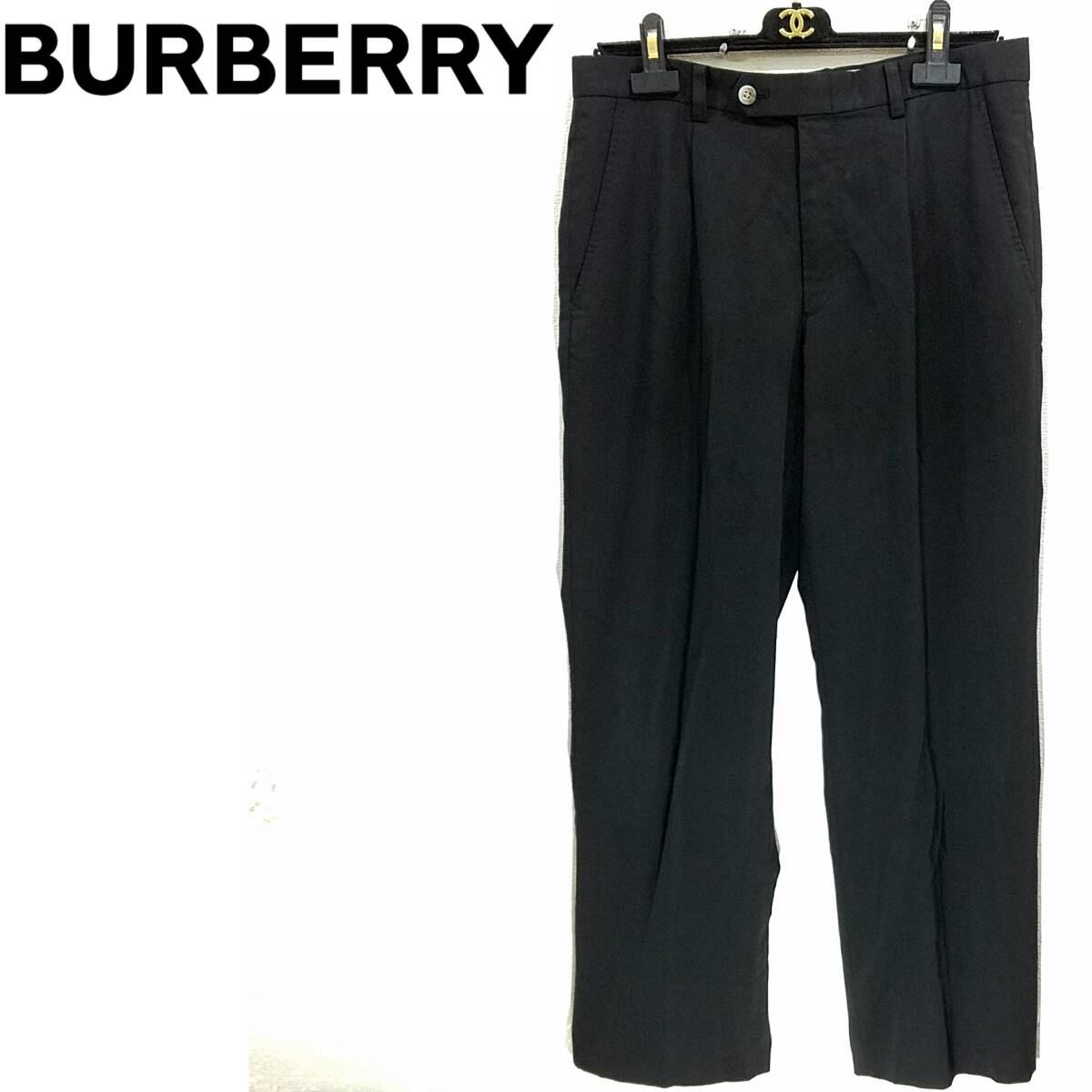 送料520円～国内正規品 BURBERRY ゴルフウェア パンツ 黒 W82cm メンズ スラックス ブラック 日本製 バーバリー GOLF 三陽商会_画像1