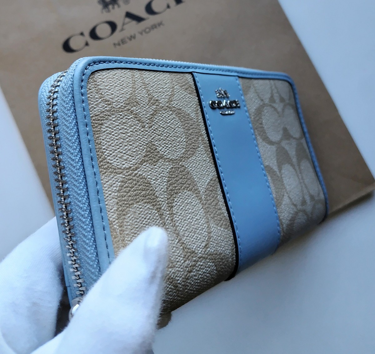 【新品】COACH コーチ 長財布 シグネチャー ライトカーキ　スレート_画像6