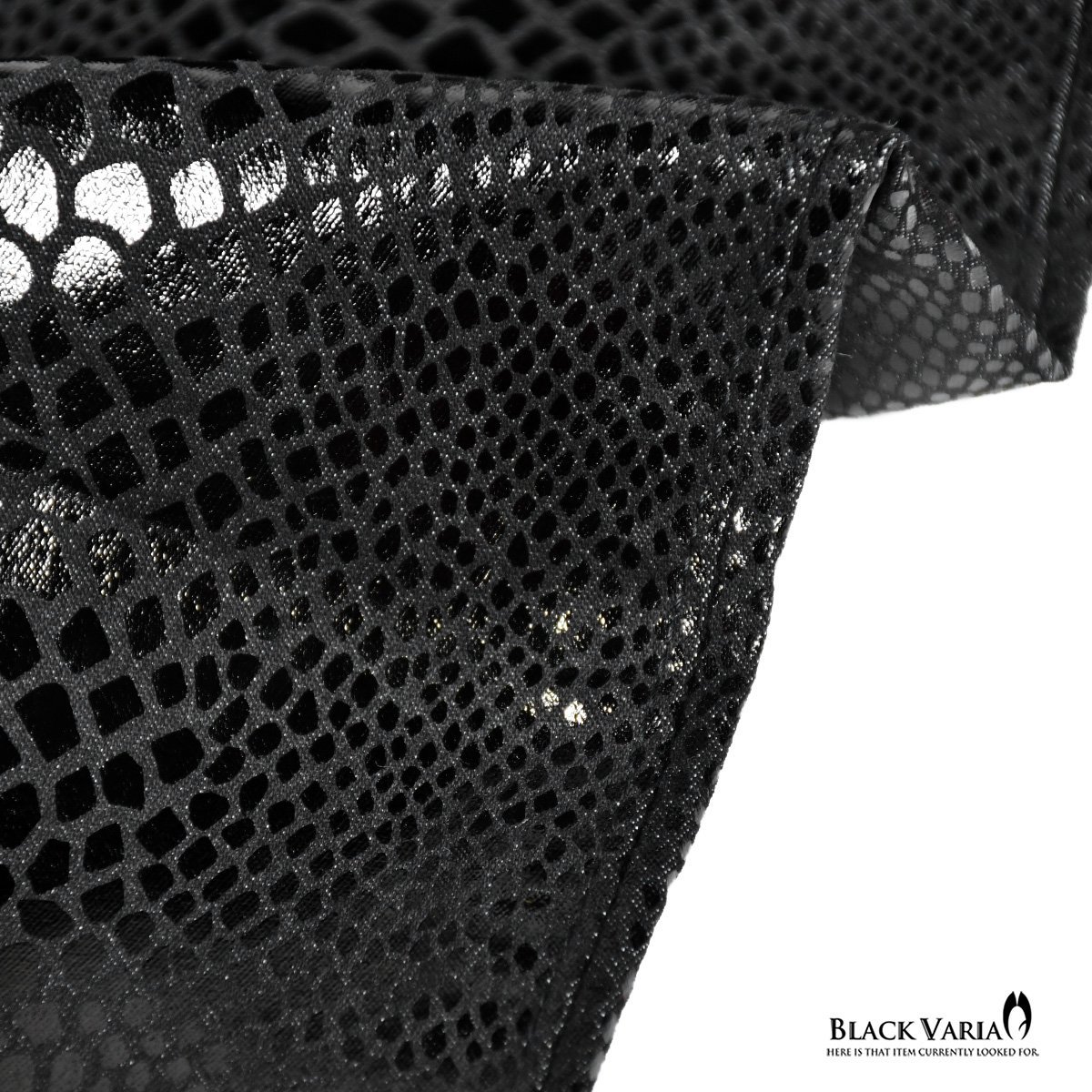 212750-bk BlackVaria ロングパンツ 箔プリント パイソン柄 ヘビ柄 ブーツカット 日本製 ローライズ シューカット メンズ(ブラック黒) M30_画像4