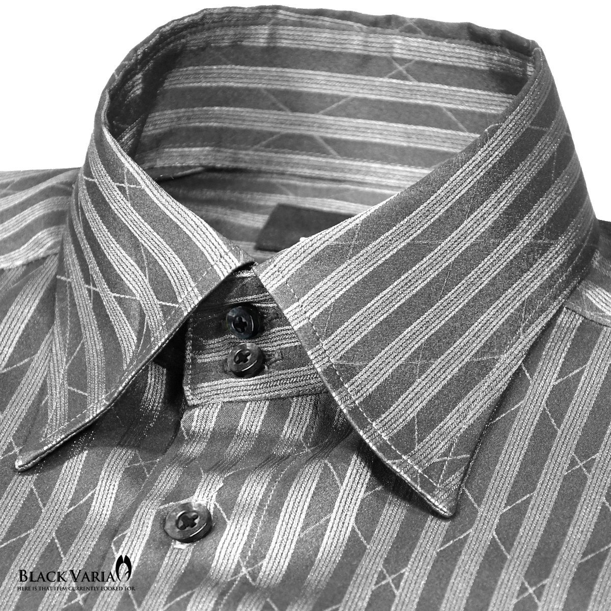 a191850-gy BLACK VARIAドゥエボットーニ パイソン蛇柄 ジャガード [レギュラーカラー]ドレスシャツ メンズ(グレー灰シルバー銀) M_画像2