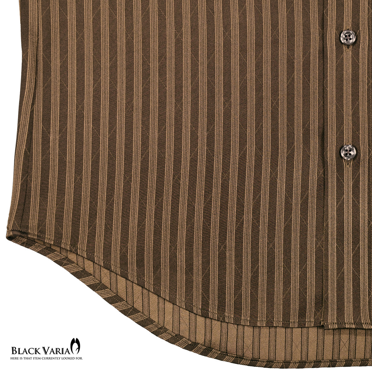 a191850-br ブラックバリア ドゥエボットーニ ストライプ柄 ジャガード レギュラーカラー 長袖ドレスシャツ メンズ(ブラウン茶) L_画像4