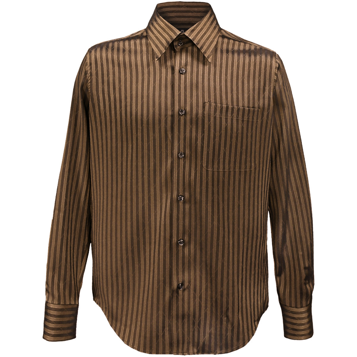 a191850-br ブラックバリア ドゥエボットーニ ストライプ柄 ジャガード レギュラーカラー 長袖ドレスシャツ メンズ(ブラウン茶) 3L_画像6