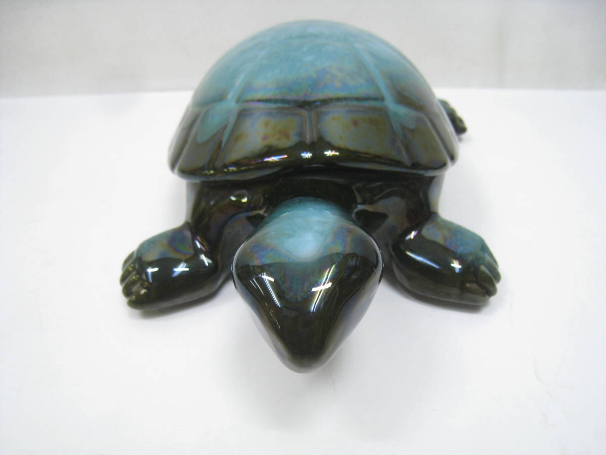 カナダ製 BLUE MOUNTAIN POTTERY 亀 カメ かめ 陶器 置物 オブジェ 青 緑 ブルー グリーン_画像4
