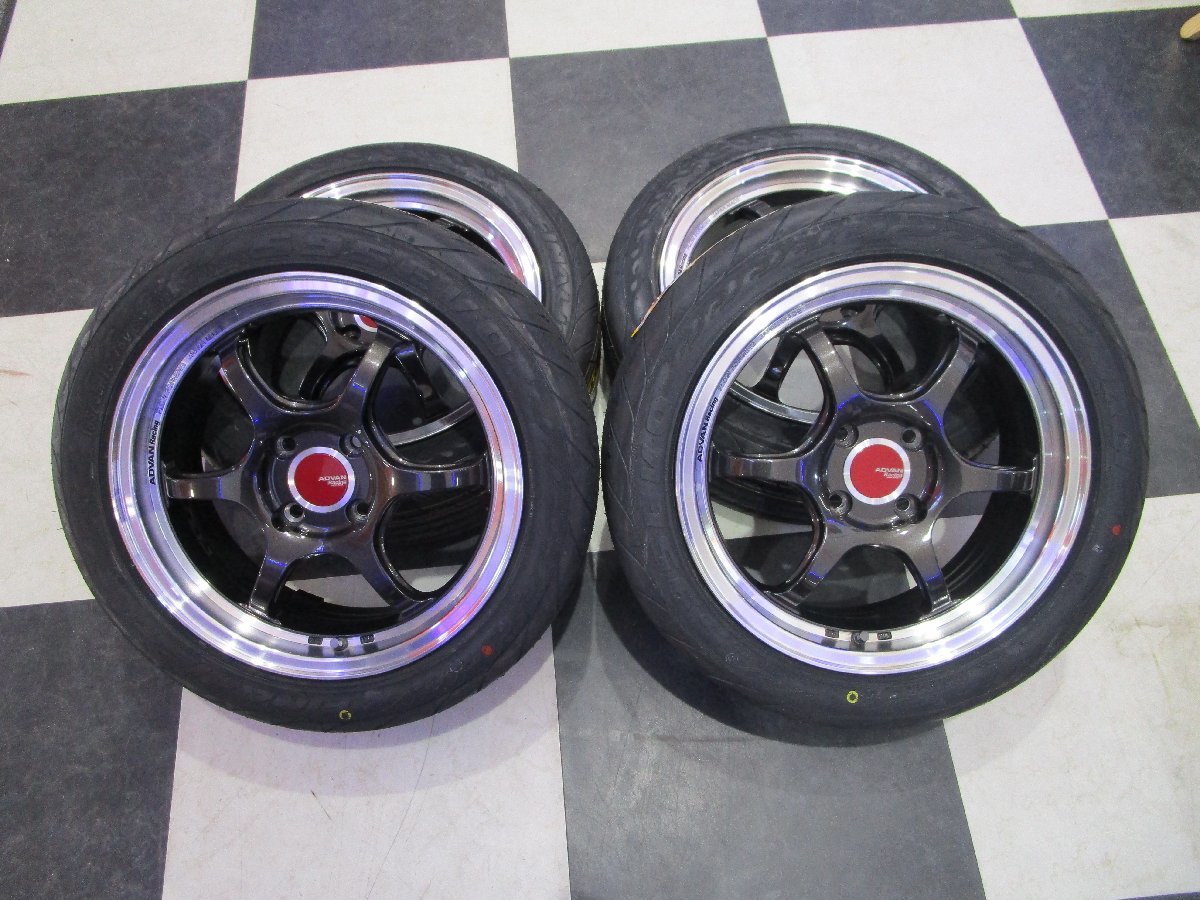 中古 ADVAN RACING RG-D2 15インチ 5.5J+38 4H100 新品 FINALIST 595EVO 165/55R15 23年製 タント ムーヴ ワゴンR ココア ラパン 等_画像1