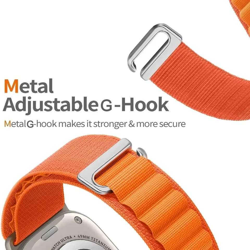 Apple watch アップルウォッチ用 バンド ベルト 新品 アルパインループ  42 44 45 49mm対応 オレンジ