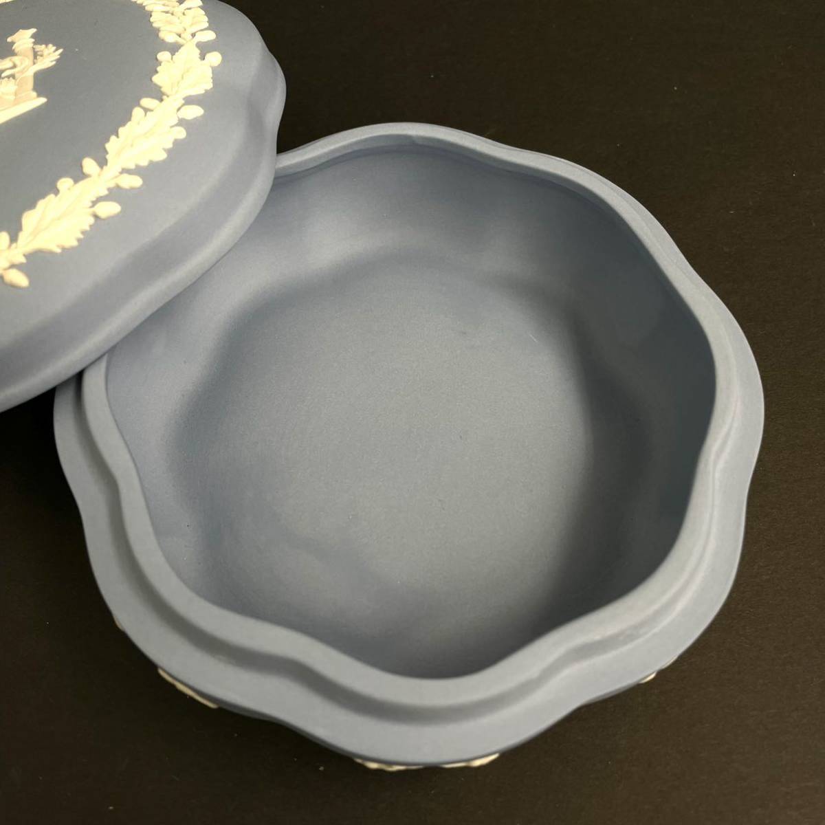 埼◇ WEDGWOOD ウェッジウッド ジャスパー 小物入れ 3点セット ハート型 オブジェ 小物入れ 陶器 置物 ペールブルー ◇651_画像9