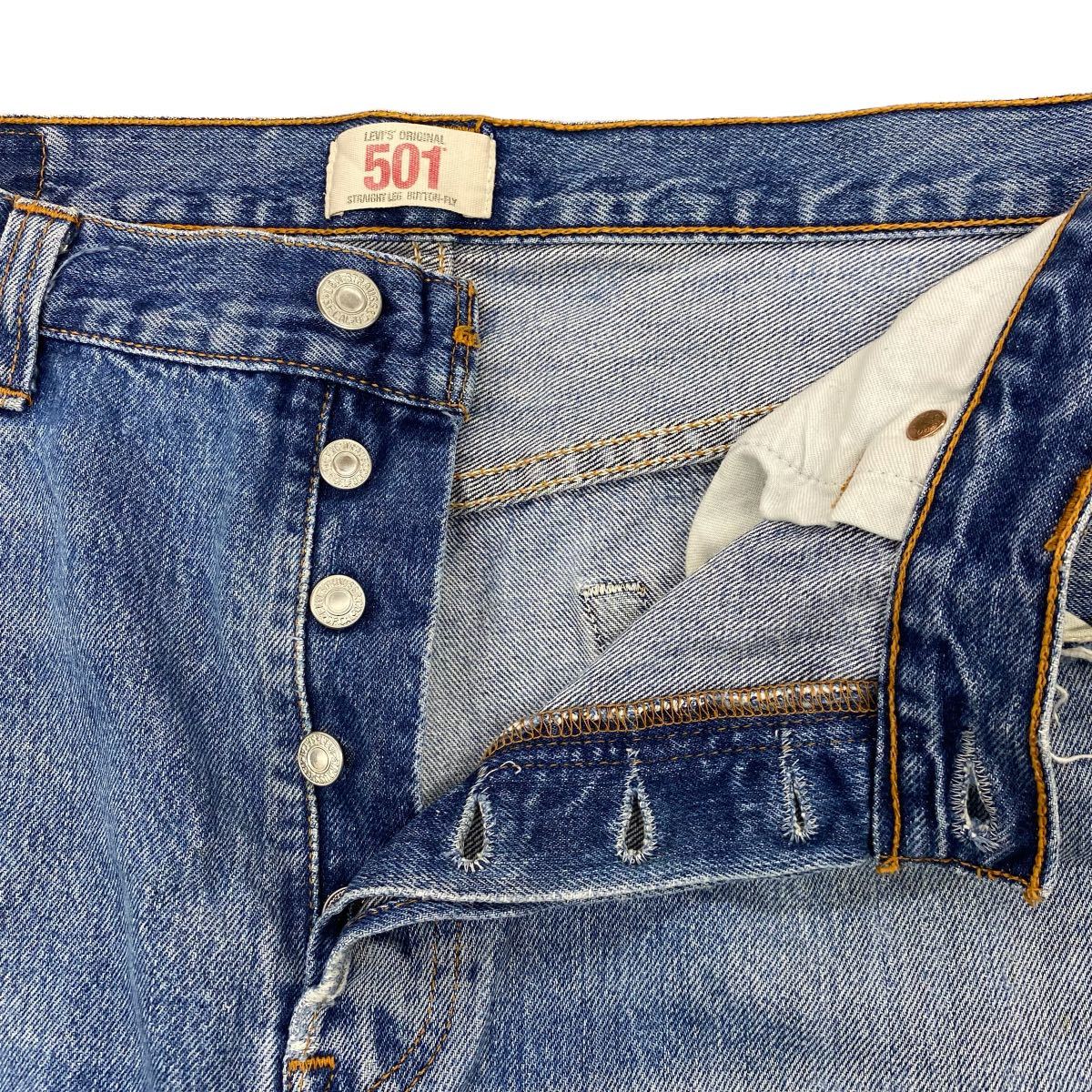 埼P♪ 90s LEVI’S リーバイス USA製 501 0114 デニム ジーパン ジーンズ ダメージ ボタンフライ W36 L32 古着 ヴィンテージ ♪2169_画像6