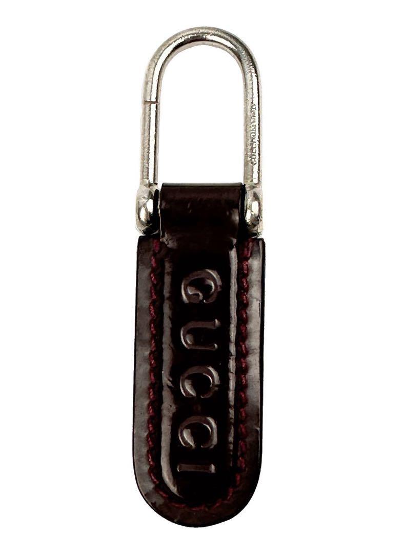  Gucci GUCCI key holder bordeaux silver strap small articles key ring accessory pa tent leather brown group men's lady's 