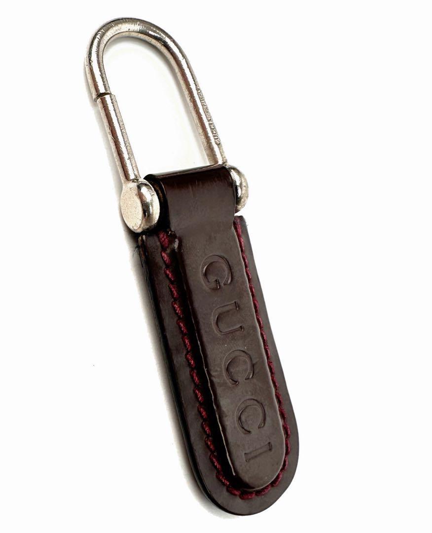  Gucci GUCCI key holder bordeaux silver strap small articles key ring accessory pa tent leather brown group men's lady's 