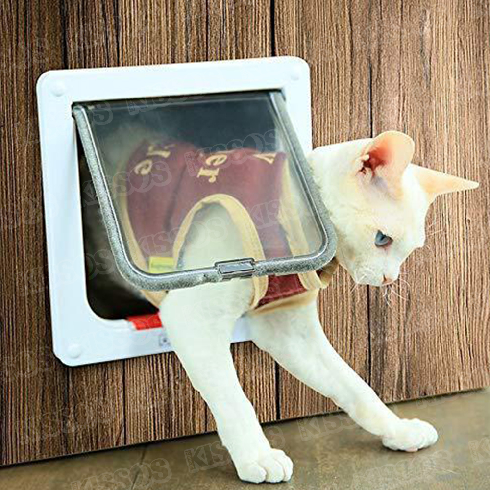 4WAY pet door small size medium sized dog cat pet . entering . door door white (XL size )