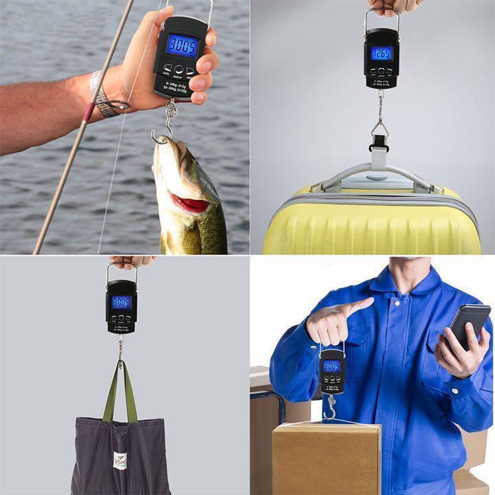 フィッシングスケール デジタル 釣り具 メジャー付き 計量 吊り下げ 計測 旅行 荷物 風袋機能 耐荷重50kg バックライトLED 送料無料_画像3