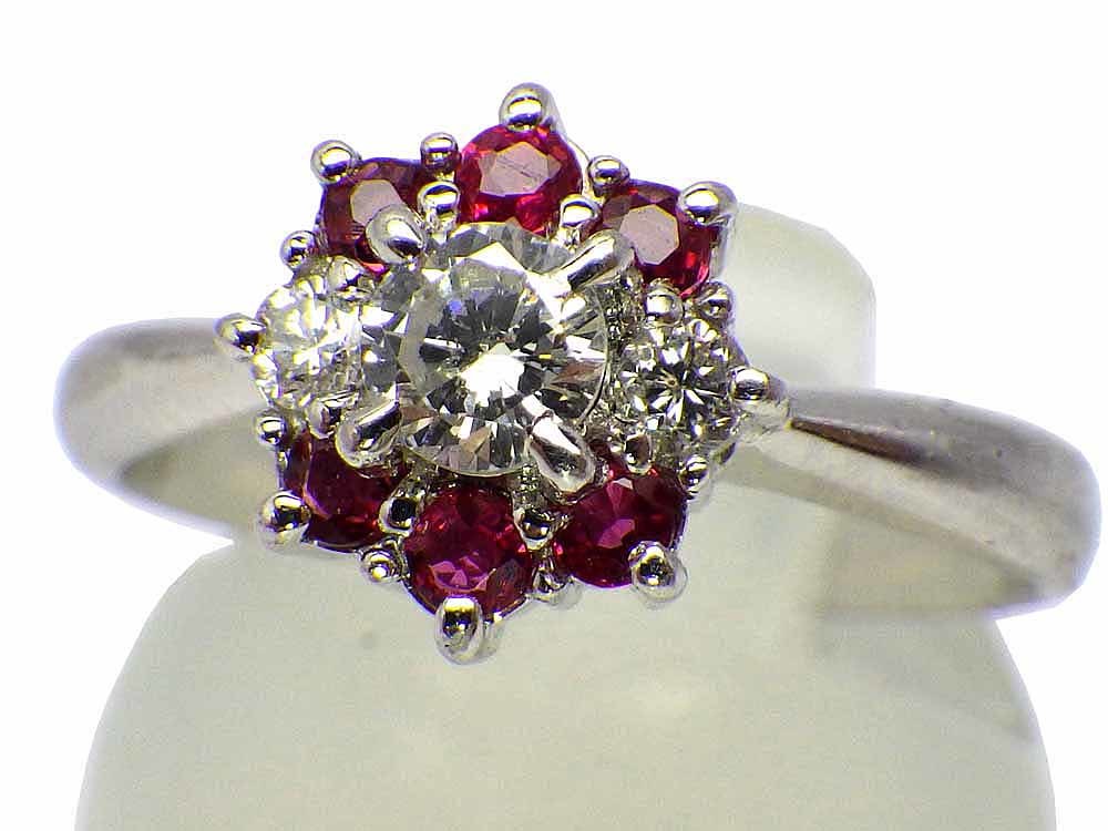 ルビー ダイヤモンドリング Pt900 4.52g 12号 Jewelry Ruby0.30ct Dia0.32ct Ring