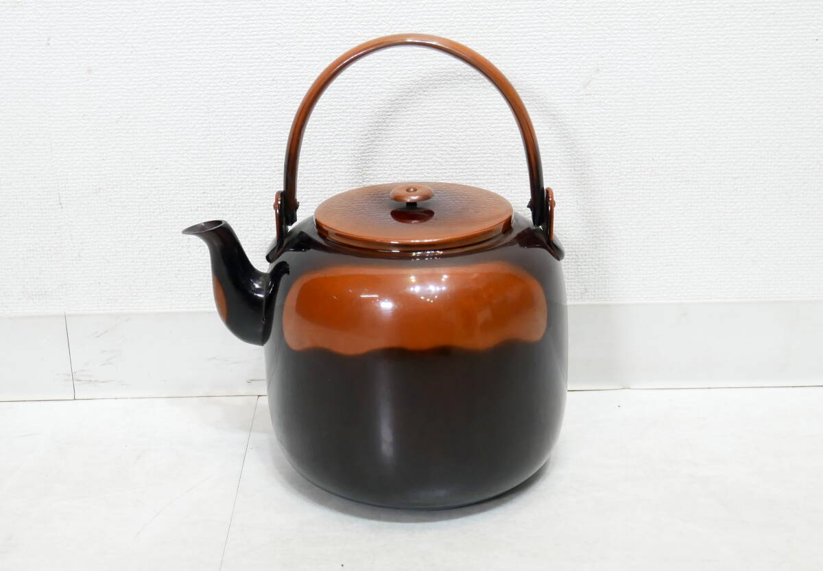 ▲(R602-B220)美品 茶道具 腰黒 水注 やかん 煎茶 腰黒薬缶 銅製 _画像2