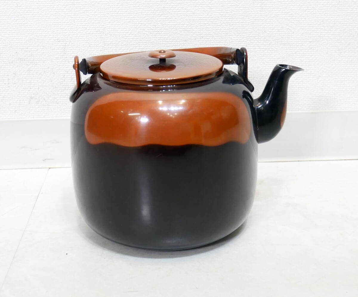 ▲(R602-B220)美品 茶道具 腰黒 水注 やかん 煎茶 腰黒薬缶 銅製 _画像4