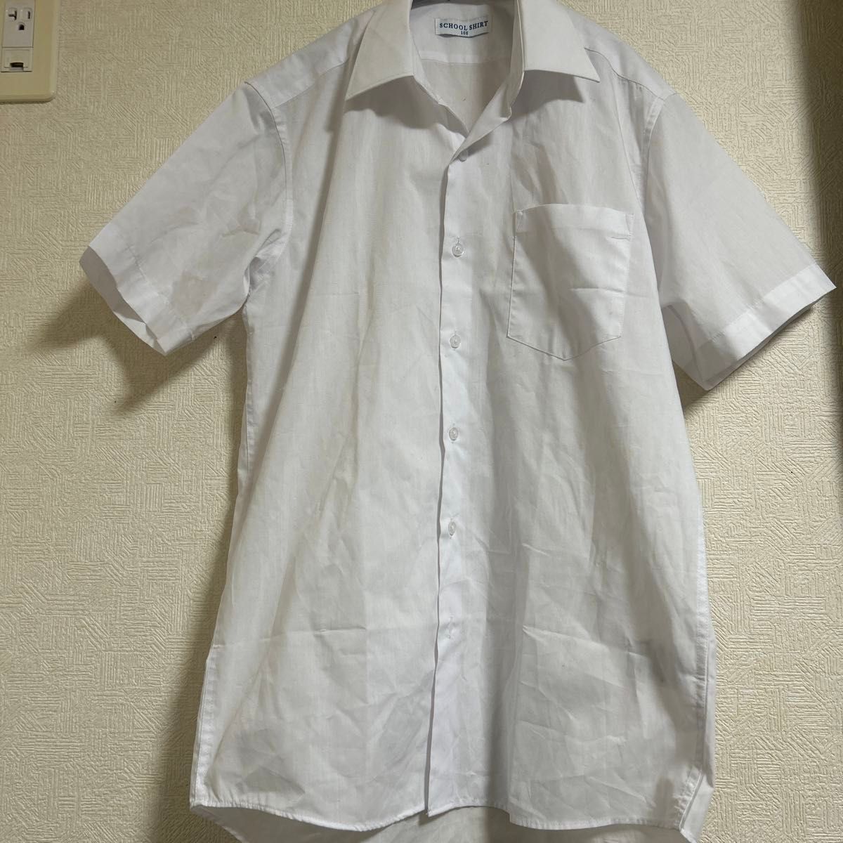 半袖ワイシャツ155サイズ白色襟付き(中学生着用)