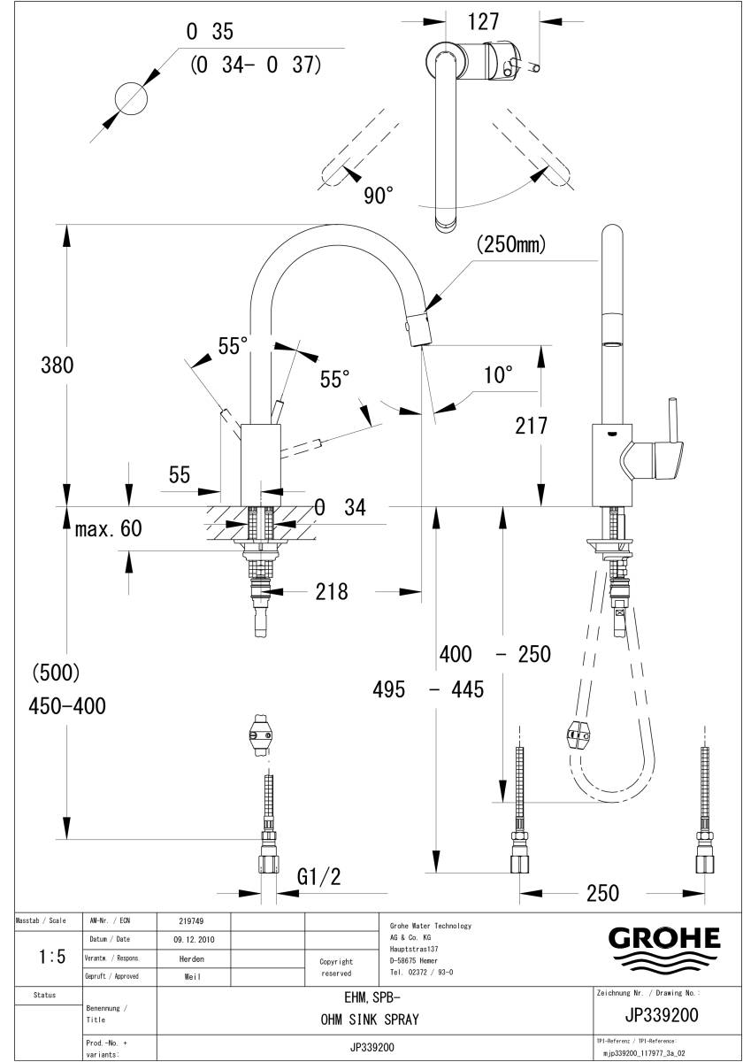 新品未使用！設備機器メーカー規定保証付！ドイツ製GROHE(グローエ)★コンチェットJP339200★キッチン用混合水栓★定価85,000円の画像3