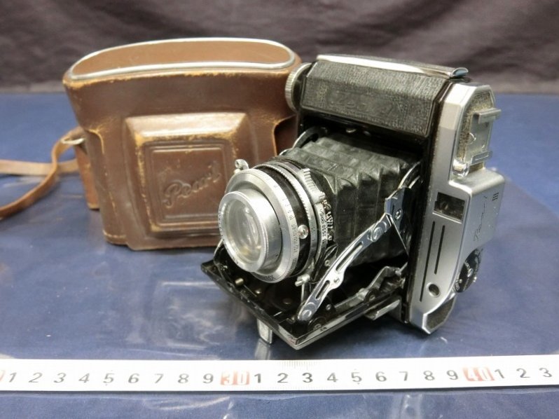 L1508 Pearl III 蛇腹カメラ フィルム カメラ レンズ 1:3.5 f=75mm SEIKOSHA-MX ヘキサー パール_画像1